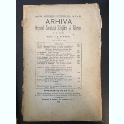 Arhiva - Organul Societatei Stiintifice si Literare Anul XII Septembrie-Octombrie 1901 No.9 si 10