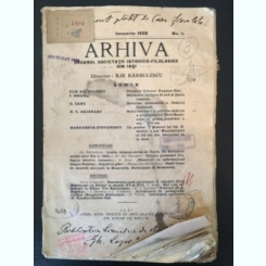 Arhiva - Organul Societatii Istorico-Filologice Anul XXXV Ianuarie 1928 No. 1