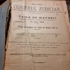 Curierul judiciar - Anul XXXIV Tabla de Materii pe anul 1925