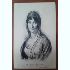 Mama lui Napoleon Bonaparte, portret gravura alb negru tip carte postala