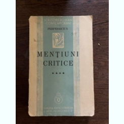 Perpessicius Mentiuni critice (volumul IV) - 1938