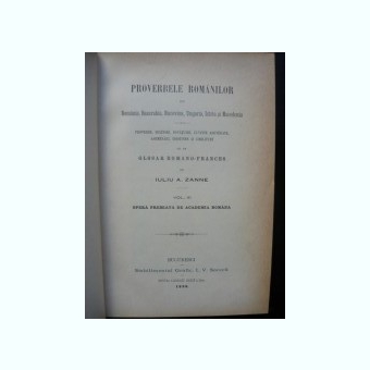 Iuliu A. Zane - Proverbele Romanilor - vol. III - 1899