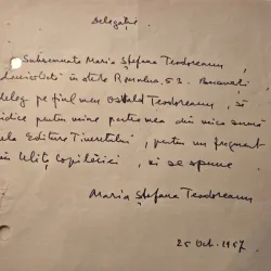 Delegație scrisa în întregime și semnata de scriitoarea Ștefana Teodoreanu, soția lui Ionel Teodoreanu,