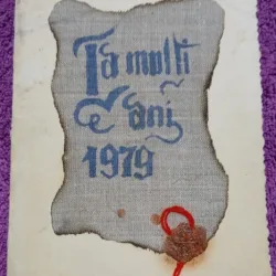 Felicitare pentru Anul Nou, 1979, realizata manual
