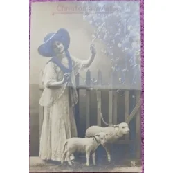 Carte postala, Felicitare pentru Sarbatorile Pascale, 1920