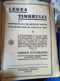 Legea Timbrului si A Impozitului pe Acte si Fapte Juridice din 29 Aprilie 1927 (1934)