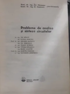 Probleme de Analiza si Sinteza Circuitelor - Ad.Mateescu , D.Stanomir
