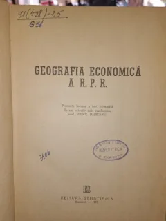 Geografia economica a R.PR. - Mihail Haseganu