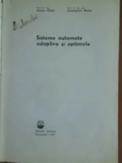 S. Calin, C. Belea - Sisteme Automate Adaptive si Optimale