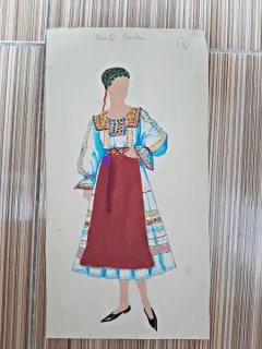 Costum popular din zona Muntii Codrului, desen