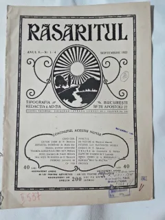 Revista Rasaritul, anul V, nr.1-4/1922 (din cuprins, versuri de V.Militaru)