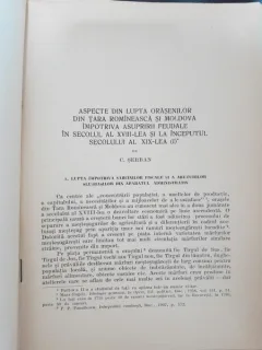 Aspecte din lupta orasenilor din Tara Romaneasca si Moldova impotriva asupririi feudale in secolul al VIII-lea si inceputul secolului al XIX-lea - C. Serban