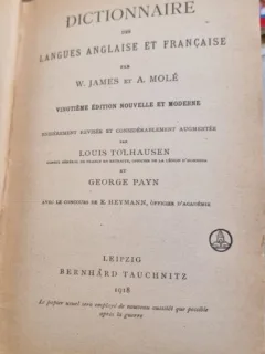 W. James, A. Mole - Dictionnaire des Langues Anglaise et Francaise