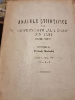 Analele Stiintifice ale Universitatii "Al. I. Cuza" din Iasi. Sectiunea III Tomul II Anul 1956 Fasc. 1-2