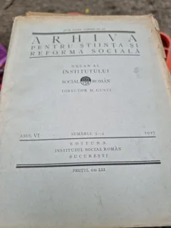 Arhiva pentru stiinta si reforma sociala numerele 3-4/1927- D. Gusti