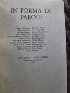 In Forma di Parole - Anno Quinto Numero Terzo 1984