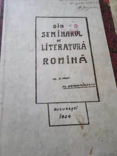 Din seminarul de Literatura Romana - M. Dragomirescu (manuscris - cu dedicatie de la M. Gregorian)