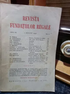 Revista Fundatiilor Regale - Anul III 1 August 1936 Nr. 8