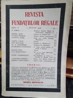 Revista Fundatiilor Regale - Anul V 1 August 1938 Nr. 8, cu o cronica de Mircea Eliade Un savant rus despre literatura chineza