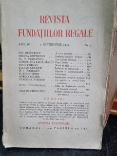 Revista Fundatiilor Regale - Anul IV 1 Septembrie 1937 Nr. 9, cu un articol de Mircea Eliade Barabudur, templul simbolic
