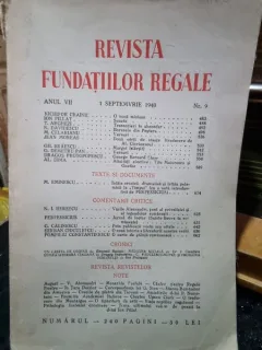 Revista Fundatiilor Regale Anul VII 1 Septembrie 1940 Nr. 9
