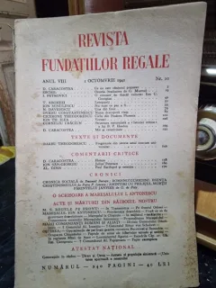 Revista Fundatiilor Regale Anul VIII 1 Octombrie 1941 Nr. 10