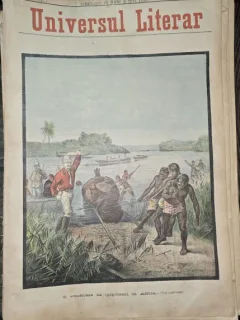 Revista Universul Literar nr.6/1897  pe coperta o vanatoare de hipopotami in Africa