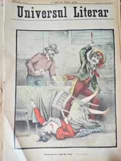 Revista Universul Literar nr.33/1898  pe coperta Asasinata la jocul de carti