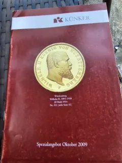 Catalog 311/2009, expozitie de monede, Kunker, text in limba germana