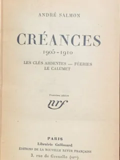 Creances (Drepturi- carte in franceza) - Andre Salmon