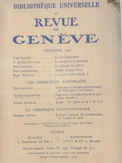 Revue de Geneve- revista in franceza, decembrie 1925