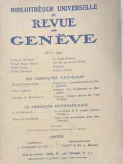 Revue de Geneve- revista in franceza, mai 1925