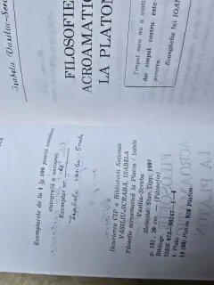 FILOSOFIE ACROMATICA LA PLATON Isabela Vasiliu - Scraba, dedicatie pentru Dan Grigorescu