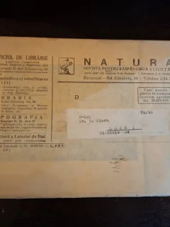 Revista Natura impreauna cu plicul expediat D-lui Dr.T.Floru - Nr.4 Aprilie 1941 Anul XXX