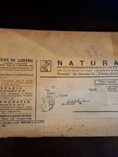 Revista Natura impreuna cu plicul expediat D-lui Dr.T.Floru - Nr.5 Mai 1941 Anul XXX