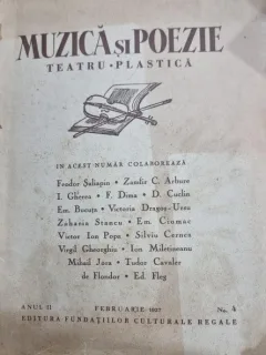 Muzica si poezie, Revista Filarmonicei - anul II, 1937, Februarie, nr 4