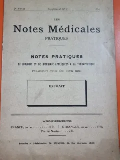 Les Notes Medicales Pratiques 2e Annee Supplement No. 2 / 1924