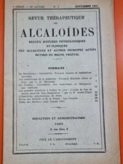 Revue Therapeutique des Alcaloides 4 Serie 40 Annee Nr 8 Decembre 1931