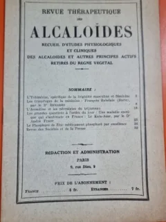 Revue Therapeutique des Alcaloides 4 Serie 40 Annee Nr 7 Novembre 1931