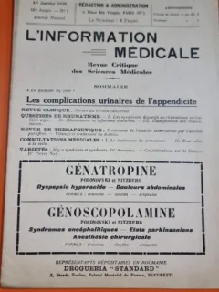L Informaton Medicale 10 Annee Nr. 1 Janvier 1928