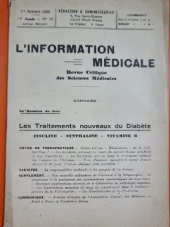 L Information Medicale 15 Annee Nr/ 10 Octobre 1933