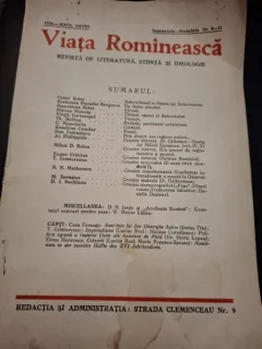 Revista Viața Românească - Nr.9-11 Septembrie-Noiembrie 1936 Anul XXVIII