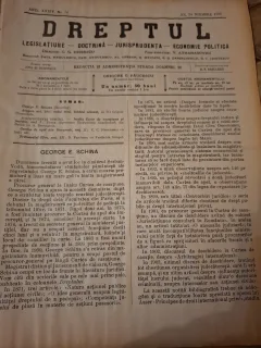Dreptul, Revista de legislatiune, doctrina, jurisprudenta, economie politica, Anul XXXIV Nr.76 Noiembrie 1905 - C.G.Dissescu, V.Athanasovici, Paul Negulescu, Al.Cerban, George G.Danielopolu