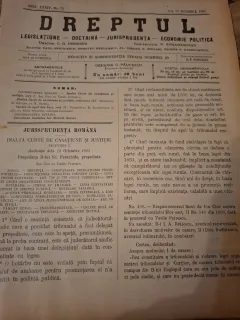 Dreptul, Revista de legislatiune, doctrina, jurisprudenta, economie politica,Anul XXXIV Nr.72 Noiembrie 1905 - C.G.Dissescu, V.Athanasovici, Paul Negulescu, Al.Cerban, George G.Danielopolu