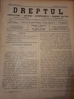 Dreptul, Revista de legislatiune, doctrina, jurisprudenta, economie politica,Anul XXXIV Nr.38 Mai 1905 - C.G.Dissescu, V.Athanasovici, Paul Negulescu, Al.Cerban, George G.Danielopolu