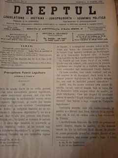 Dreptul, Revista de legislatiune, doctrina, jurisprudenta, economie politica,Anul XXXIV Nr.25 Martie 1905 - C.G.Dissescu, V.Athanasovici, Paul Negulescu, Al.Cerban, George G.Danielopolu