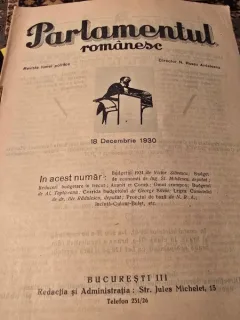 Revista Parlamentul romanesc din 18 decembrie 1930