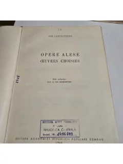 Opere alese, oeuvres choises - Ion Cantacuzino