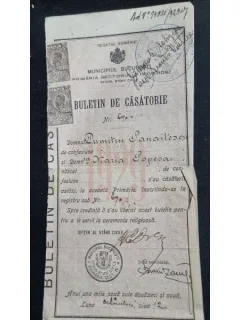 Buletin de căsătorie din 1929 – Municipiul București