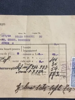 Chitanță Uzinele Comunale București – Iunie 1933 (Str. Avrig)